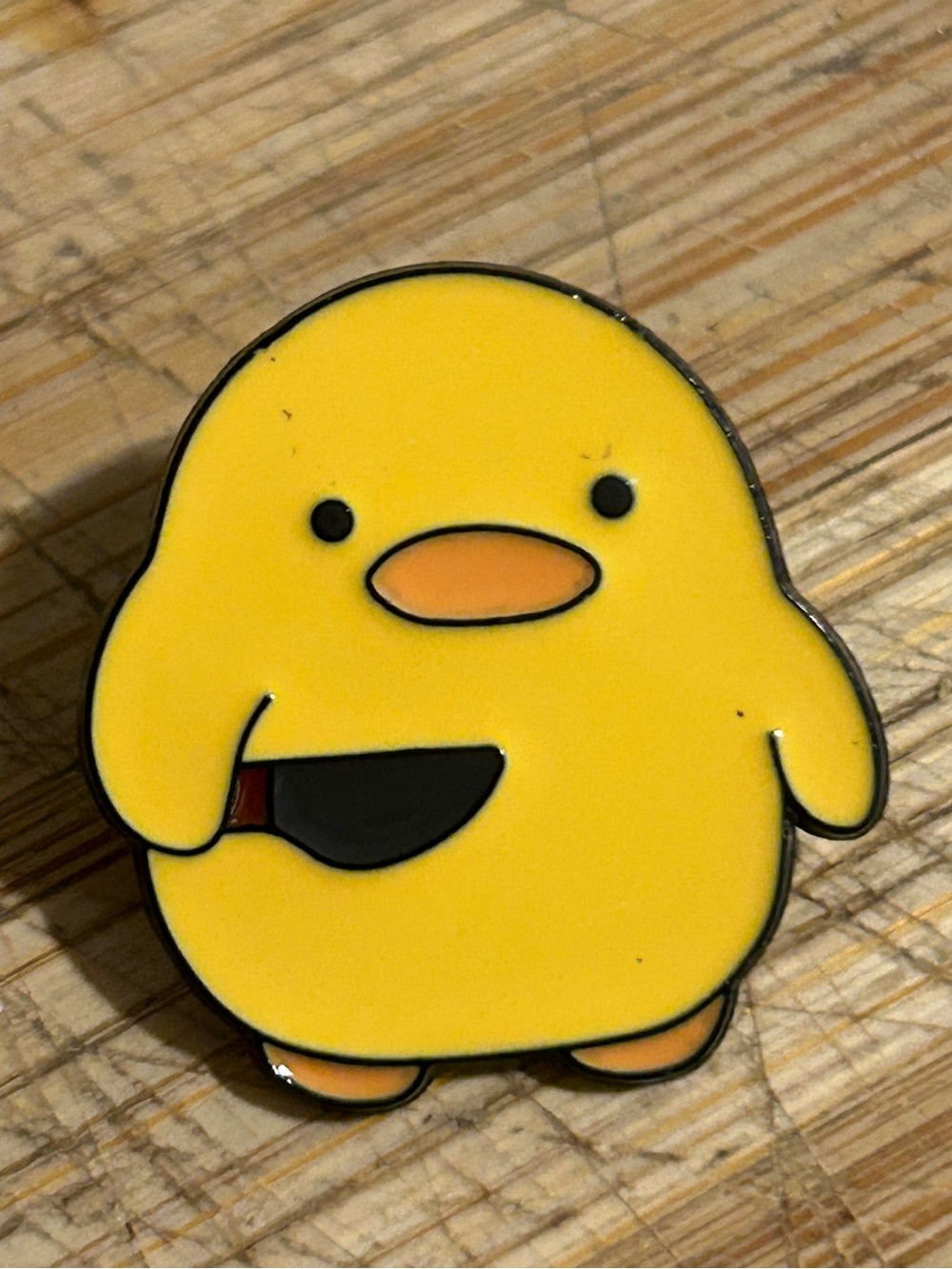 NEW Knife Duck Enamel Pin Funny Cute Goth Emo Horror Yellow